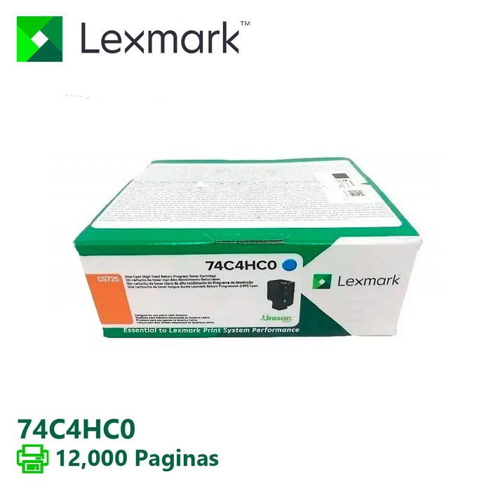 Toner Lexmark 74C4HC0 Original Ciano | AcessoShop
